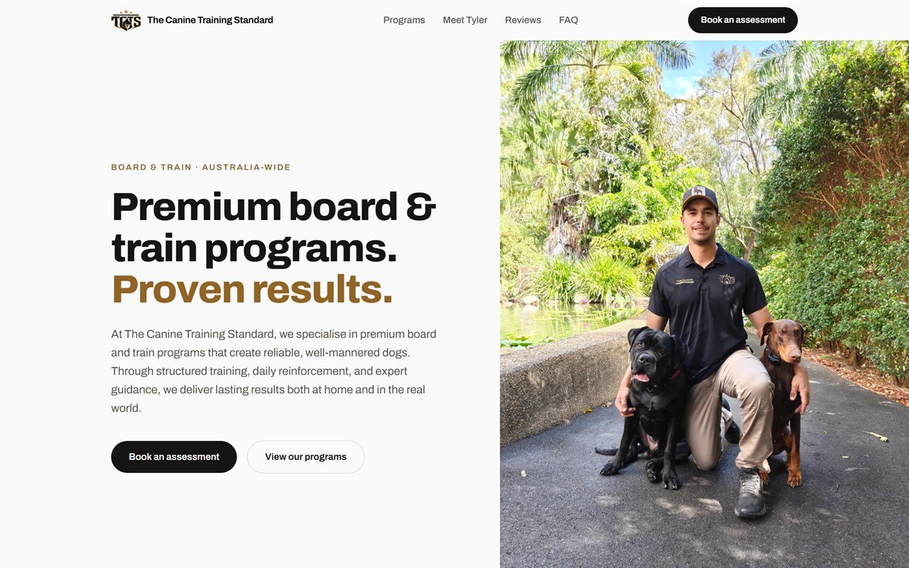 The Canine Training Standard website built by Michael Evans Media