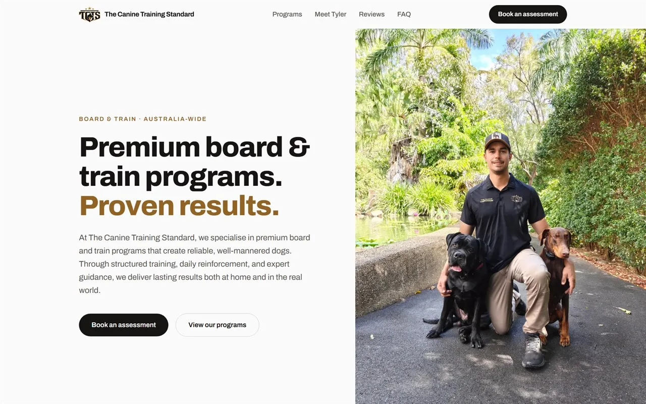 The Canine Training Standard website built by Michael Evans Media