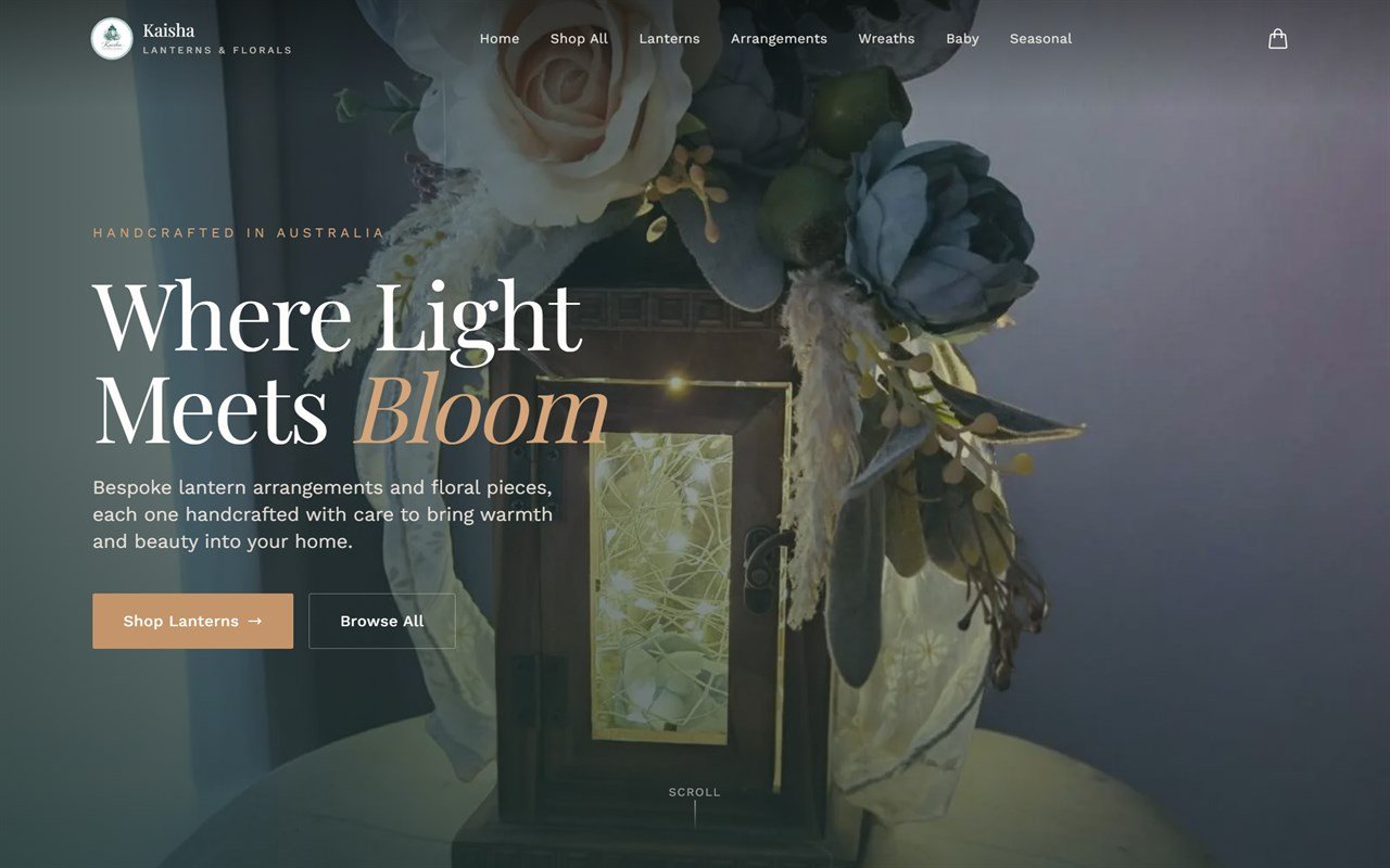 Kaisha Lanterns & Florals website built by Michael Evans Media