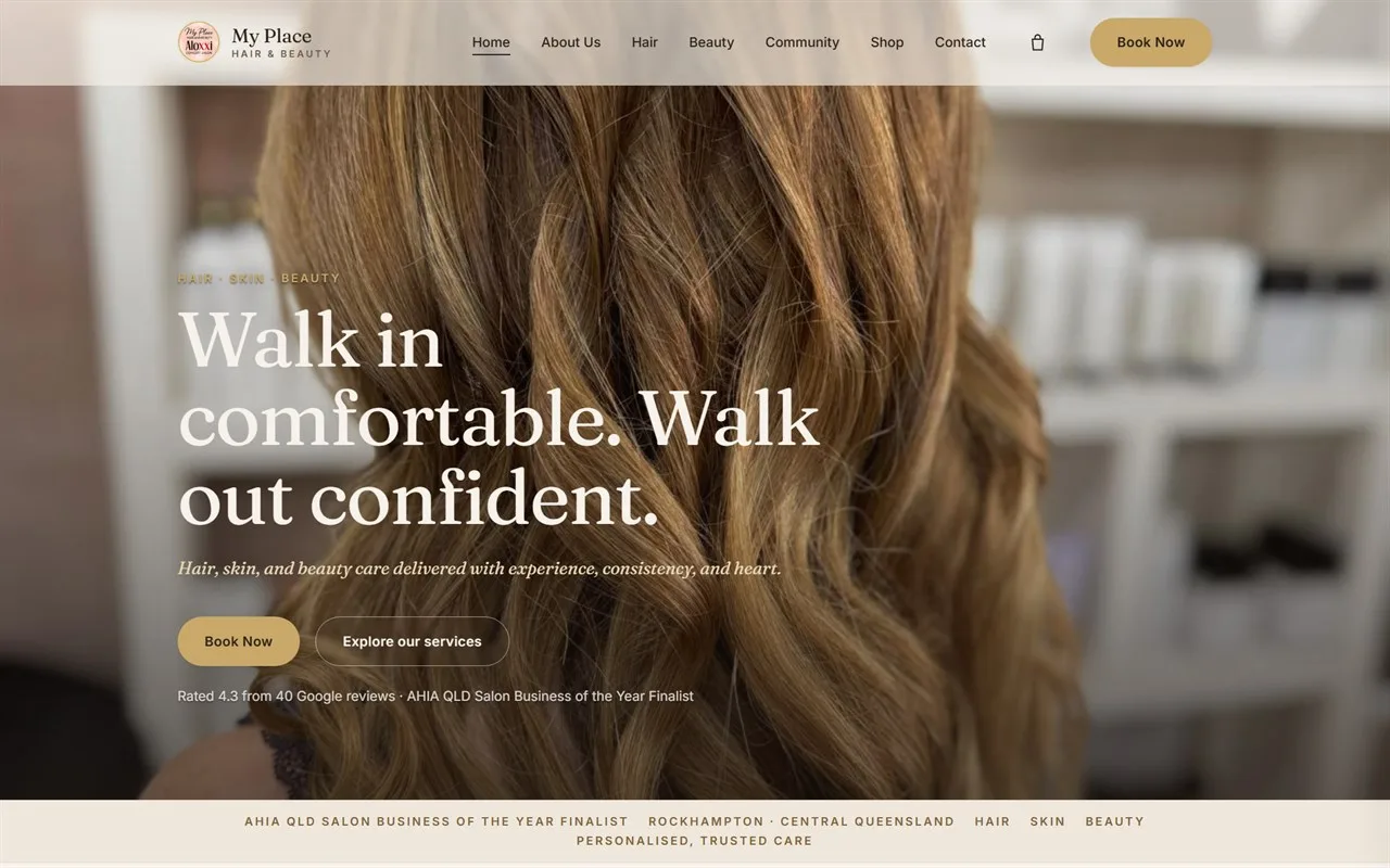 My Place Hair & Beauty website built by Michael Evans Media
